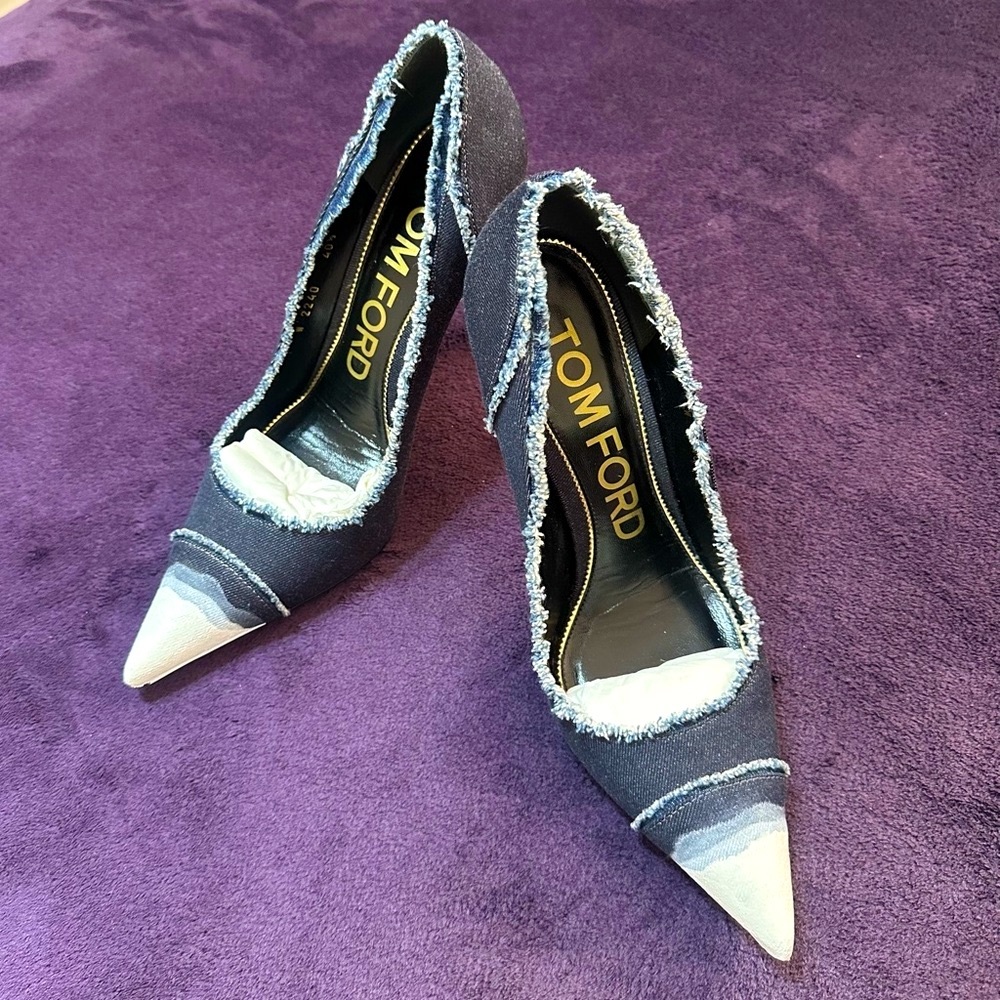 Tom Ford Dip-Dye Denim Runway Pumps | Rare Statement Heel | EU 40.5